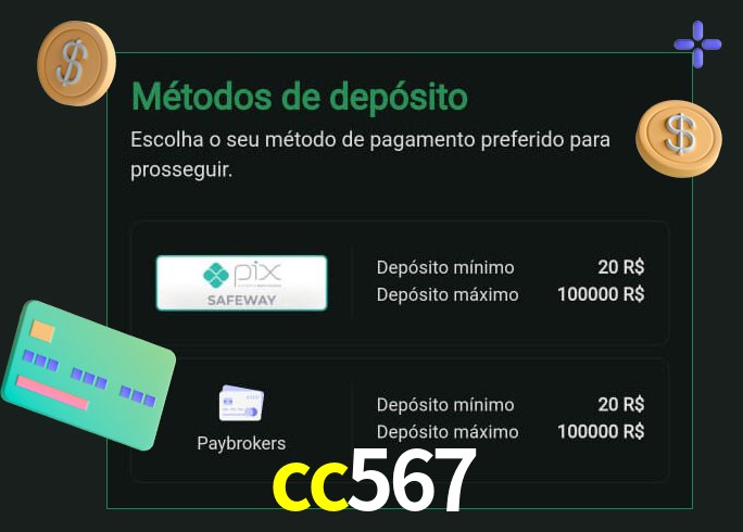 O cassino cc567 oferece uma grande variedade de métodos de pagamento